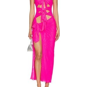 Vibrant Pink Cutout Maxi Dress